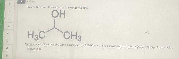 Solved Provide the correct name for the following structure. | Chegg.com