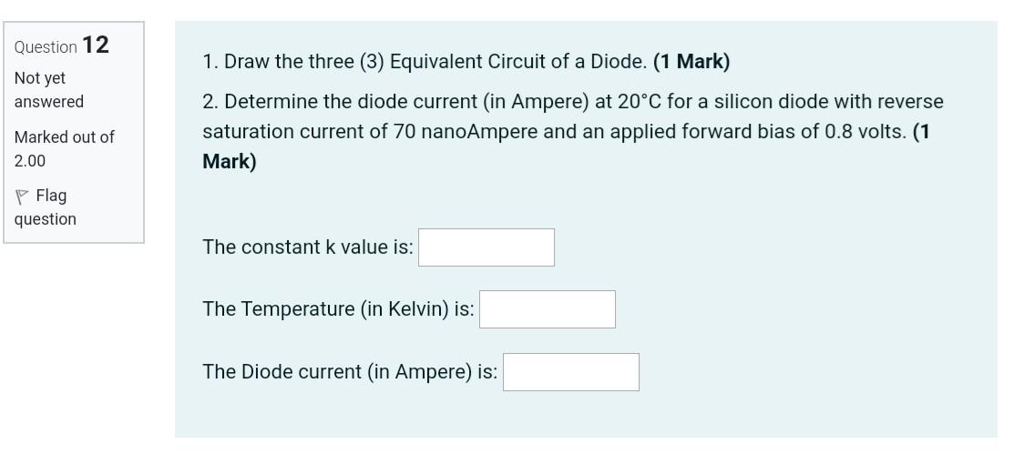Solved Question 12 1. Draw the three (3) Equivalent Circuit | Chegg.com