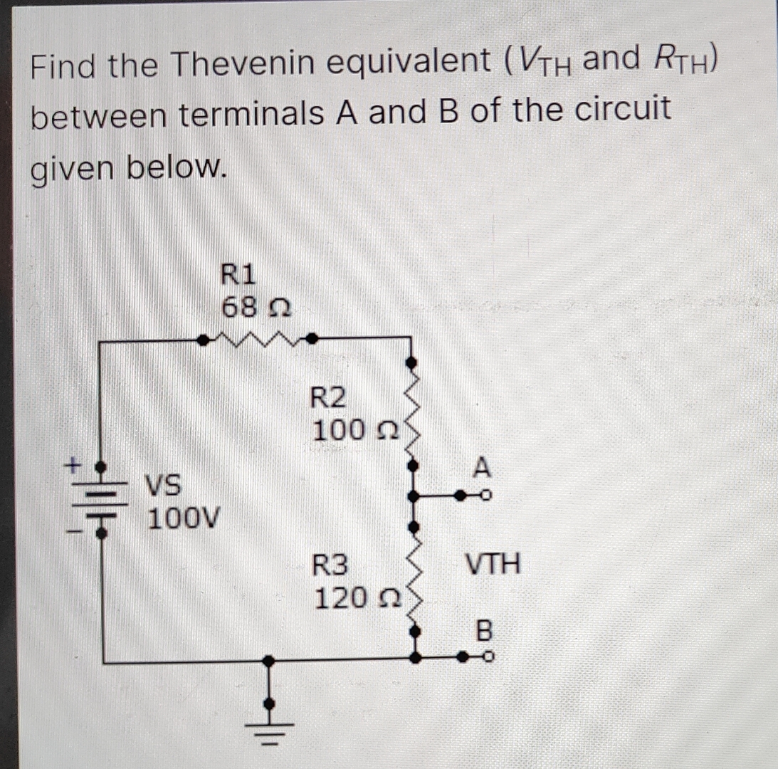 Solved Find The Thevenin Equivalent Vth ï And Rth Chegg
