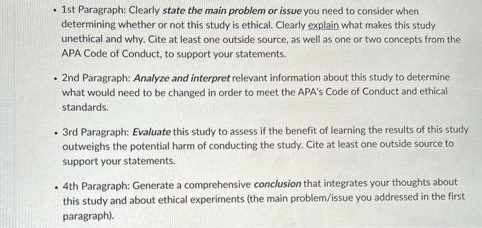 Solved - 1st Paragraph: Clearly state the main problem or | Chegg.com
