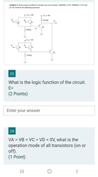 Solved Problem). Final answer problem). Consider the circuit | Chegg.com