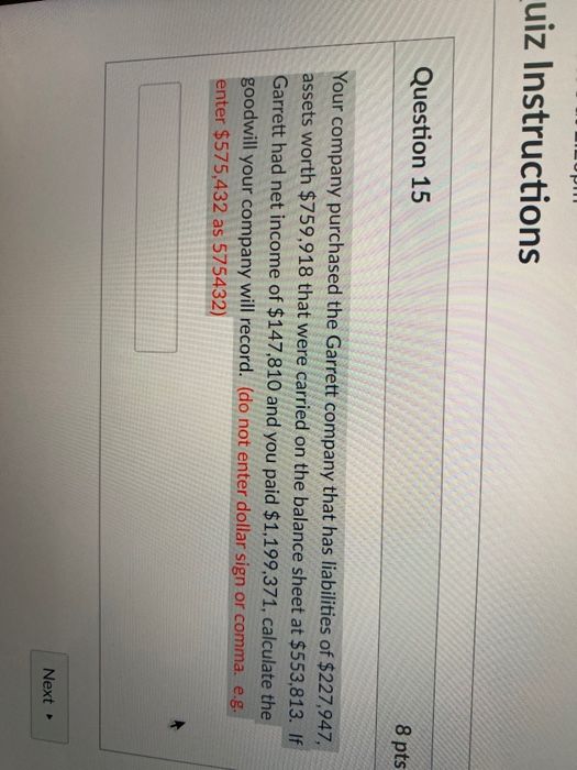 Solved PIL uiz Instructions Question 15 8 pts Your company | Chegg.com