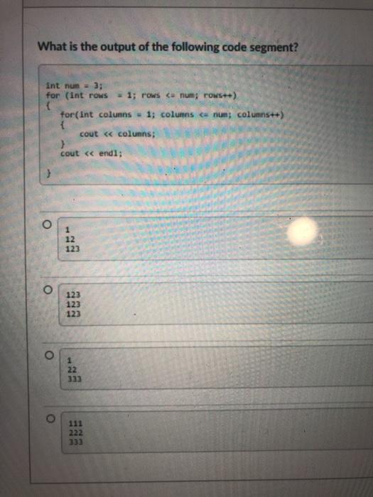 Solved What is the output of the following code segment? int | Chegg.com