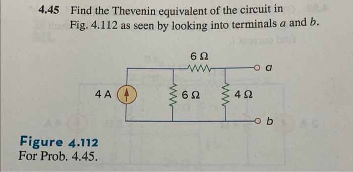 Solved 4.45 Find the Thevenin equivalent of the circuit in | Chegg.com