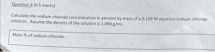 calculate the mass percent of each element in sodium chloride