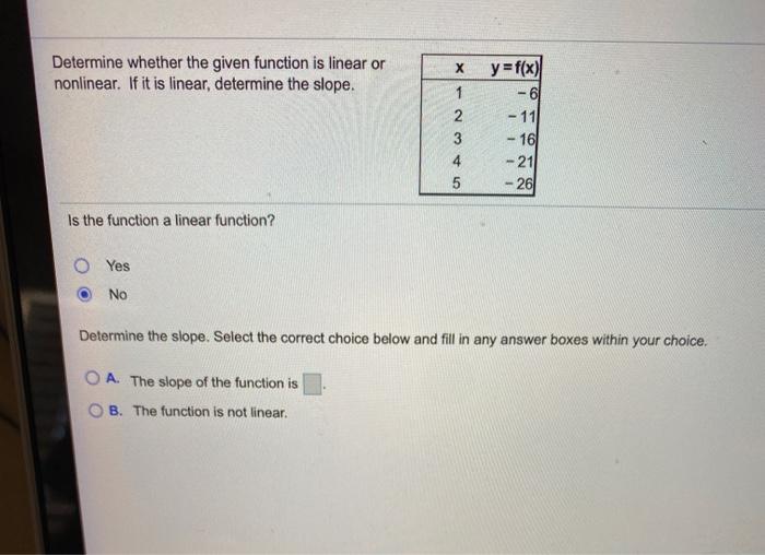 Solved Determine whether the given function is linear or | Chegg.com