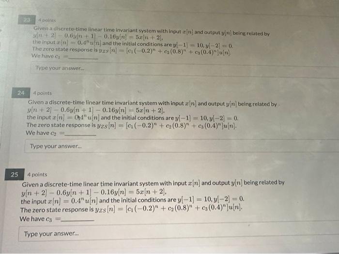 Solved 23 4.polats Given a discrete-time linear time | Chegg.com