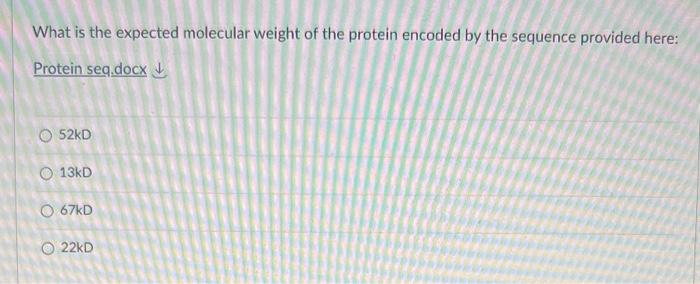 Solved What is the expected molecular weight of the protein | Chegg.com