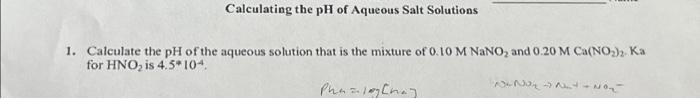 how to calculate ph of salt solutions