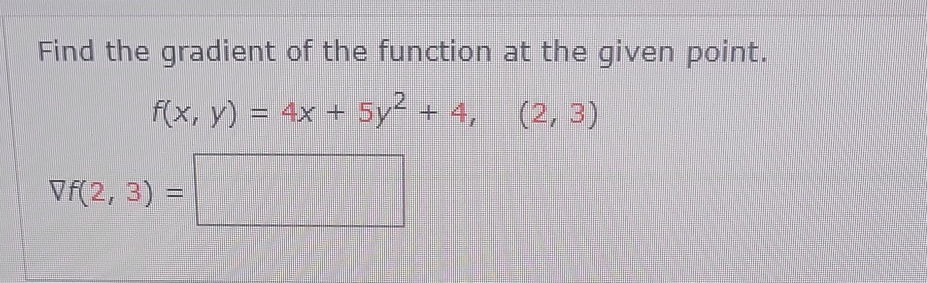 Solved Find the gradient of the function at the given point. | Chegg.com