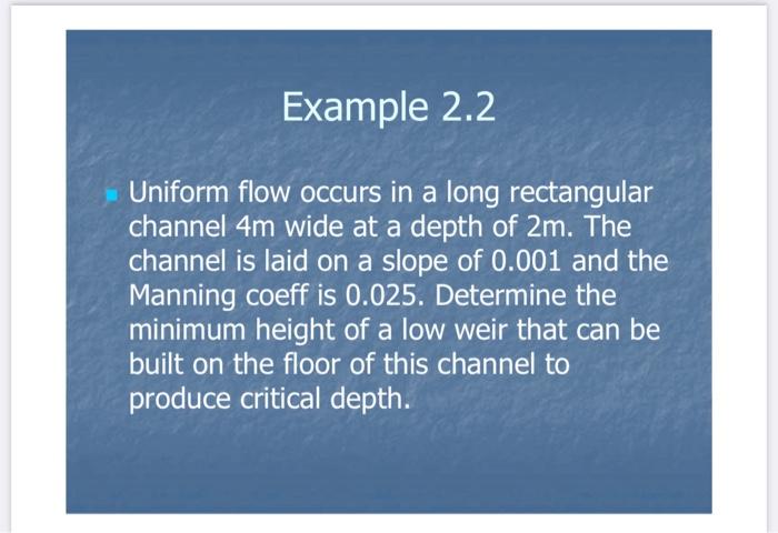 Solved Example 2.1 Flow is occurring in a rectangular | Chegg.com