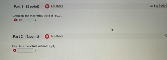 Solved See page 3 05 Question (2 points) 0.250g of Fejo | Chegg.com