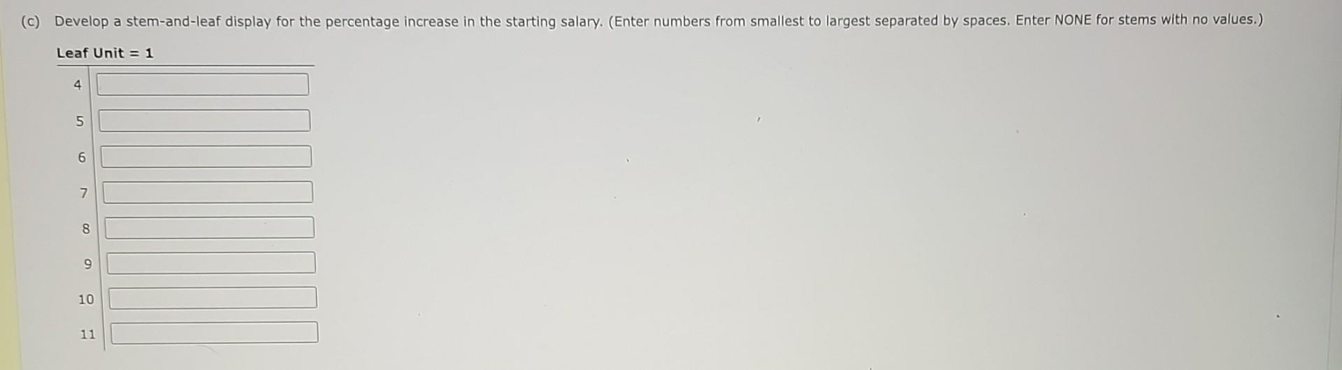 Solved (c) Develop a stem-and-leaf display for the | Chegg.com