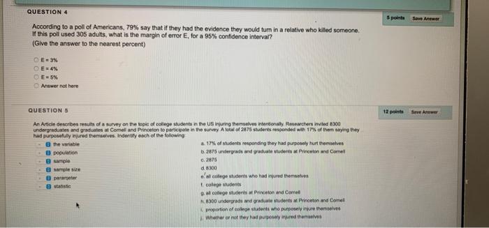 Solved 5 point Save Answer QUESTION 4 According to a poll of | Chegg.com
