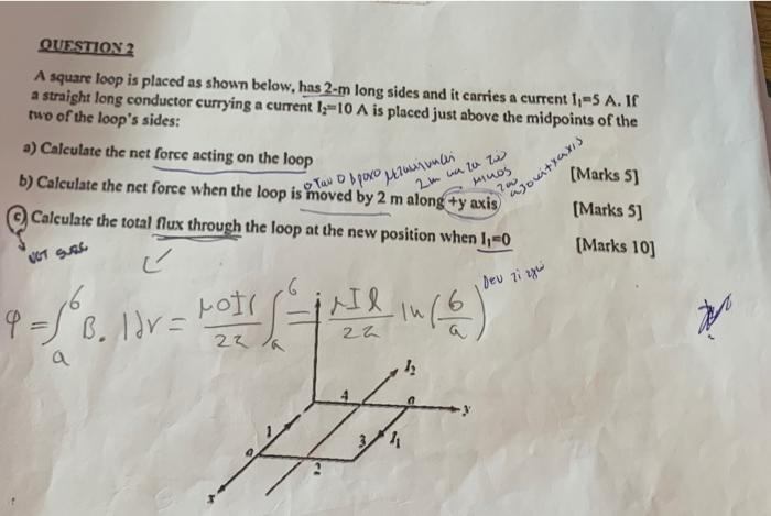 Solved QUESTION 2 A square loop is placed as shown below, | Chegg.com