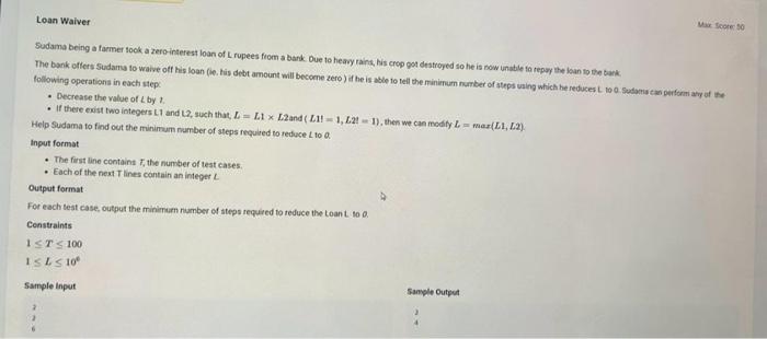 Solved Certainly, here's the problem statement for the "Loan | Chegg.com