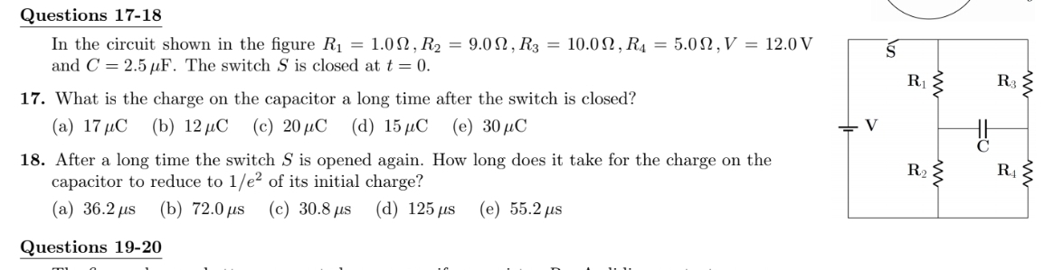Solved Questions 17-18In the circuit shown in the figure | Chegg.com