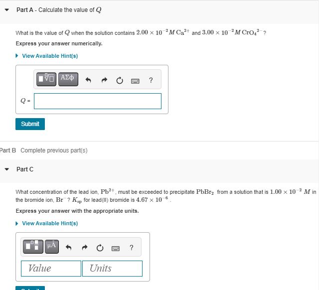 Solved Part A - ﻿Calculate the value of QWhat is the value | Chegg.com