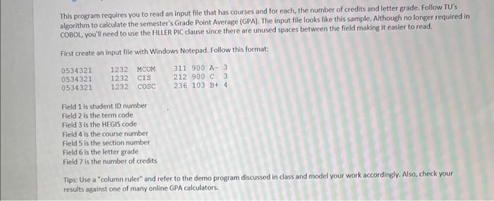 Solved This program requires you to read an input file that | Chegg.com