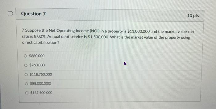 Solved D Question 7 10 pts 7 Suppose the Net Operating | Chegg.com
