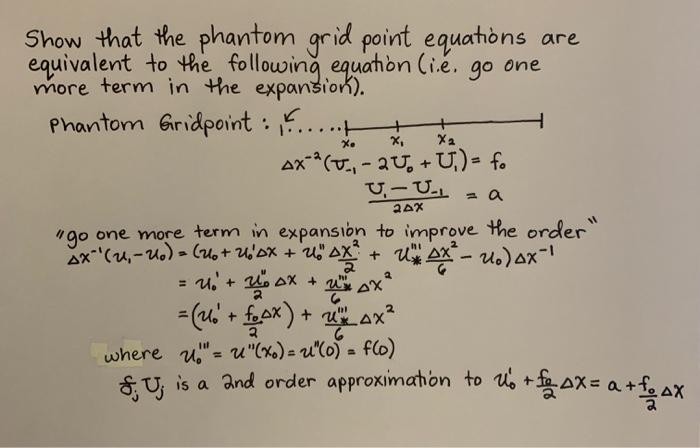 Solved + x Xe X2 аа 2 AX Show that the phantom grid point | Chegg.com