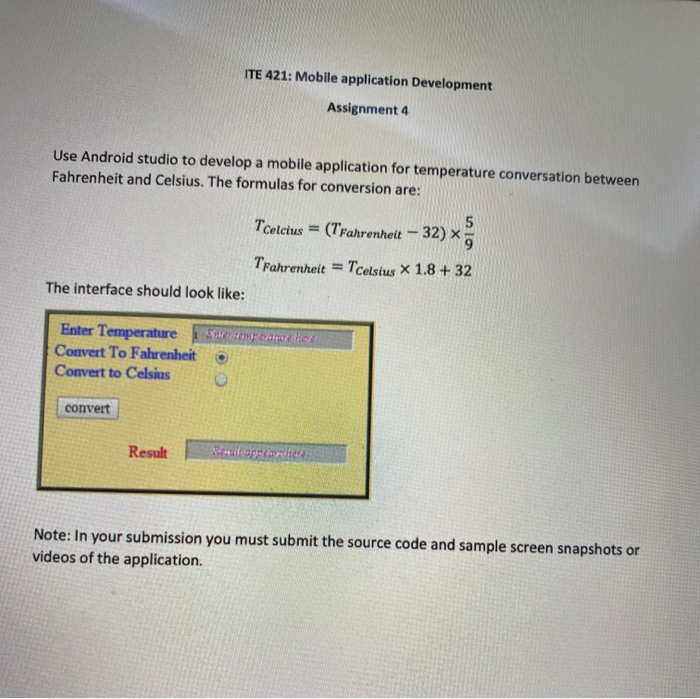 Solved ITE 421: Mobile application Development Assignment 4 | Chegg.com