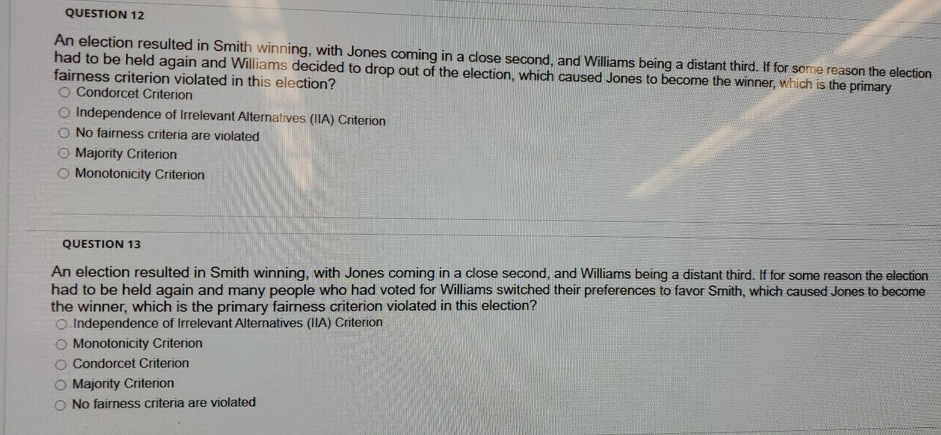 Solved QUESTION 12 An Election Resulted In Smith Winning, | Chegg.com