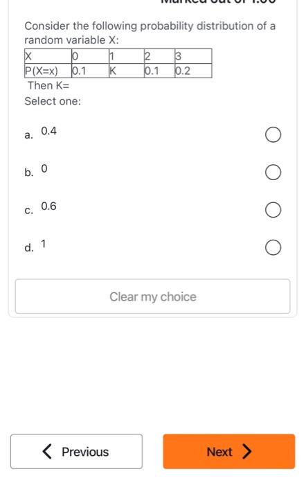Solved Consider the following probability distribution of a | Chegg.com