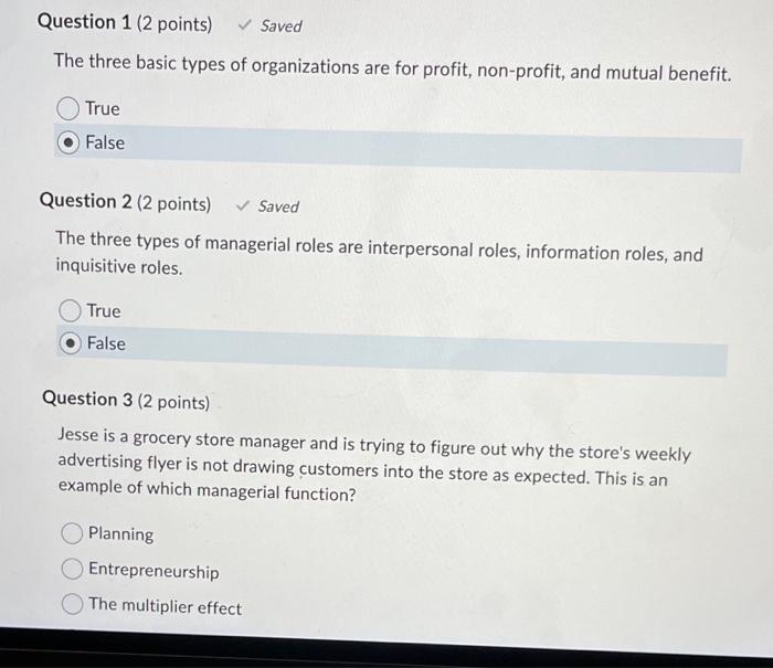 Solved The three basic types of organizations are for | Chegg.com