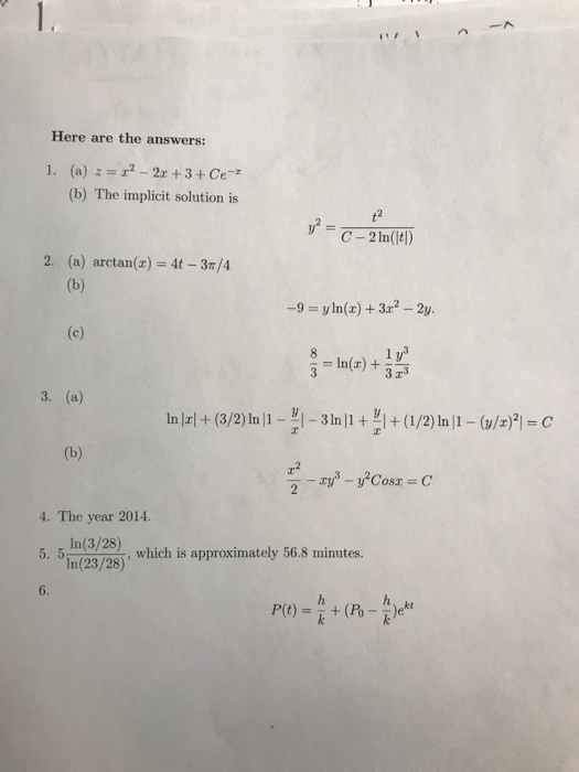 Solved Problems 1. Find the general solution to the | Chegg.com