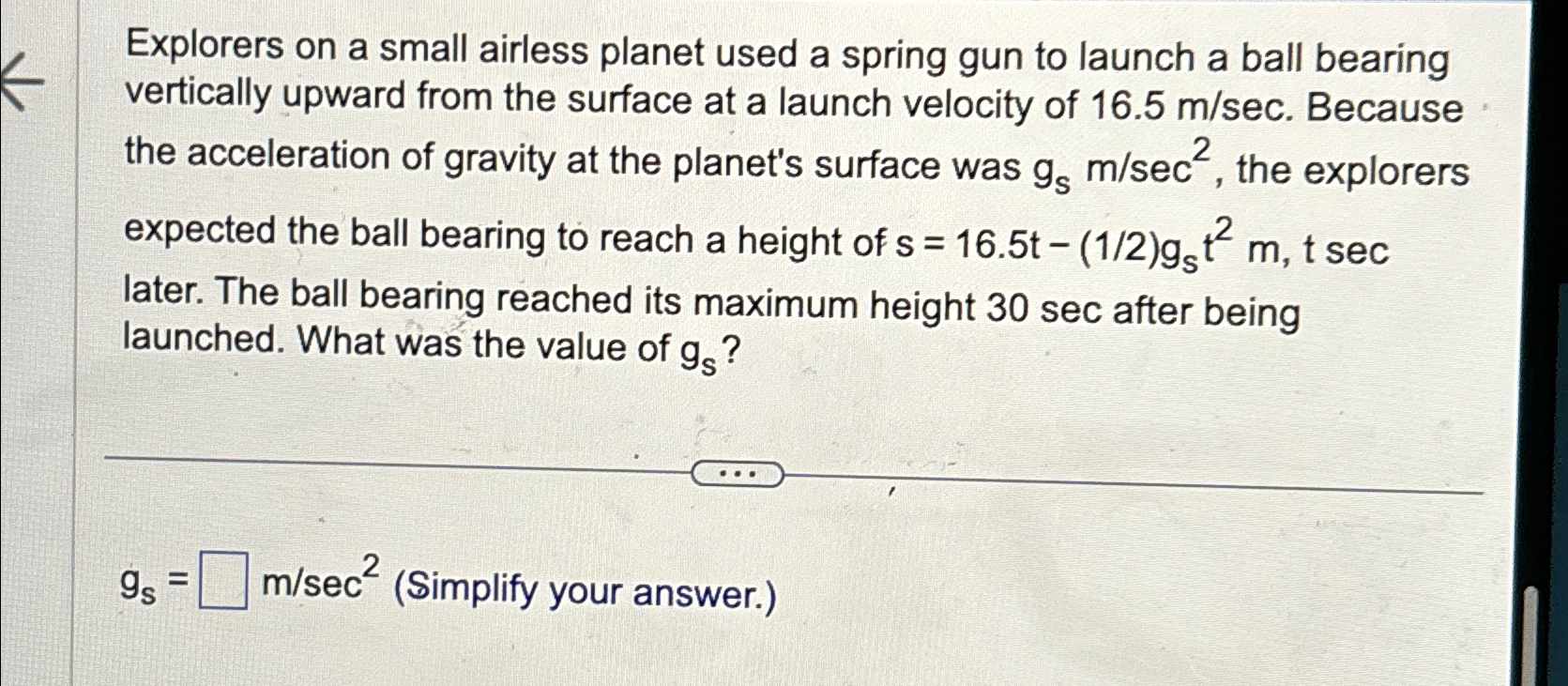 Solved Explorers on a small airless planet used a spring gun | Chegg.com