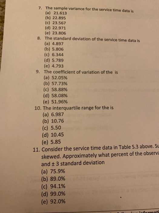 Solved Answer Questions 1-11 based on the following | Chegg.com