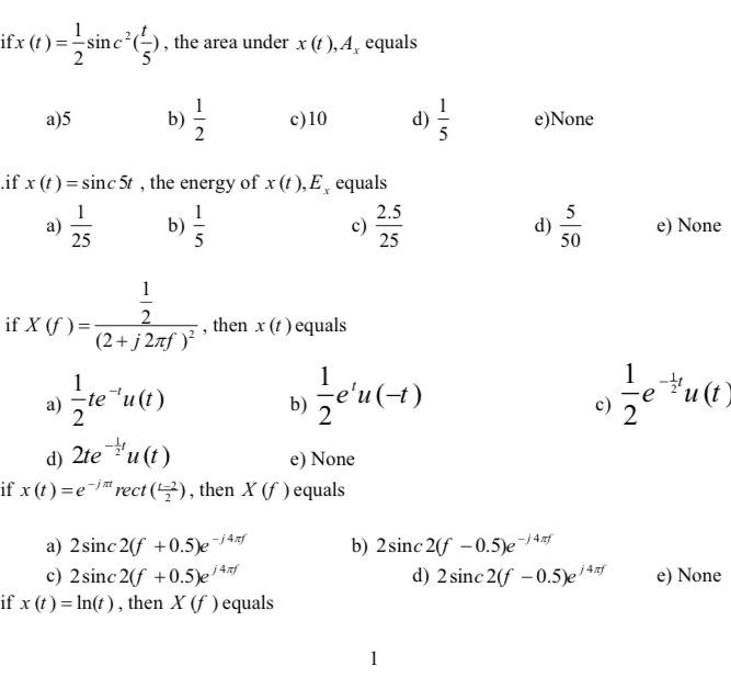 Solved if x ) = sinc(), the area under x(t), A, equals 1 a)5 | Chegg.com