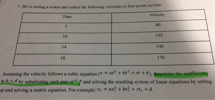 Solved 1. We're testing a rocket and collect the following | Chegg.com