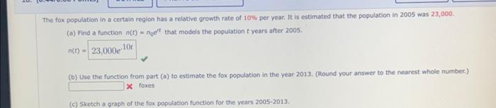 Solved he fox population in a certain region has a relative | Chegg.com