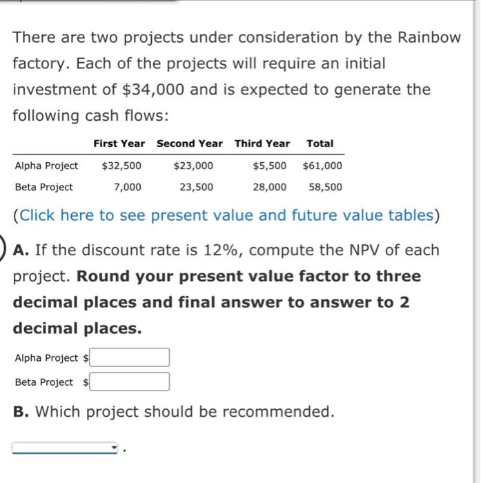 Solved There are two projects under consideration by the | Chegg.com