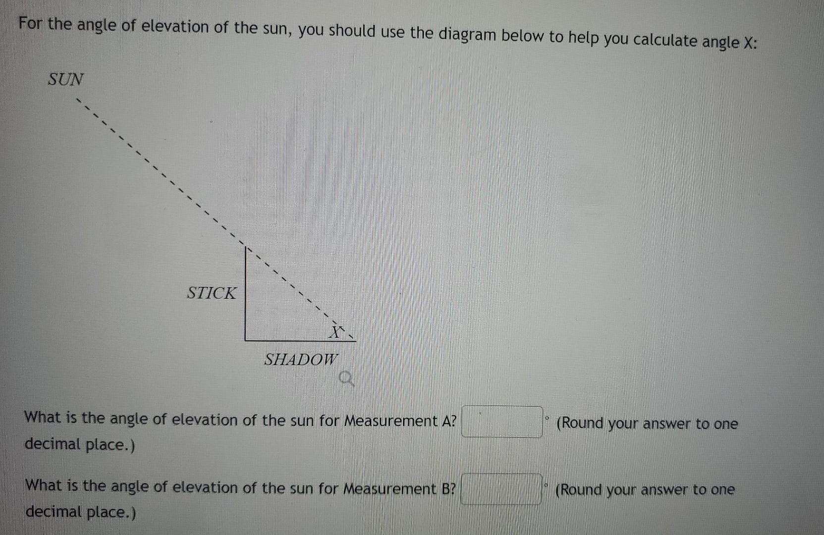 Solved Measurements A student put a stick into the ground | Chegg.com