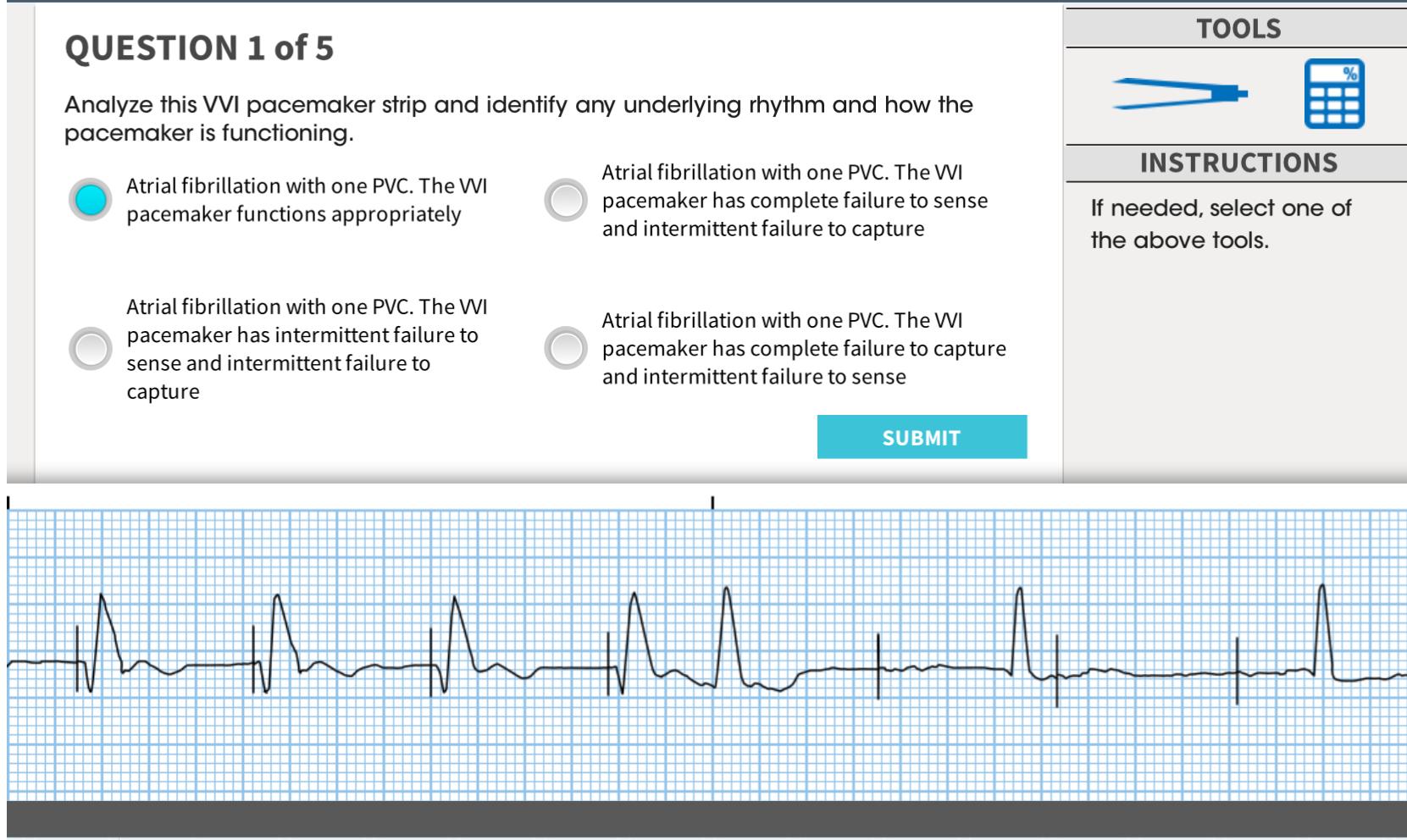 QUESTION 1 ﻿of 5Analyze this VVI pacemaker strip and | Chegg.com