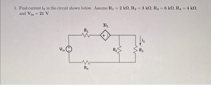 Solved 1. Find current i1 in the circuit shown below. Assume | Chegg.com