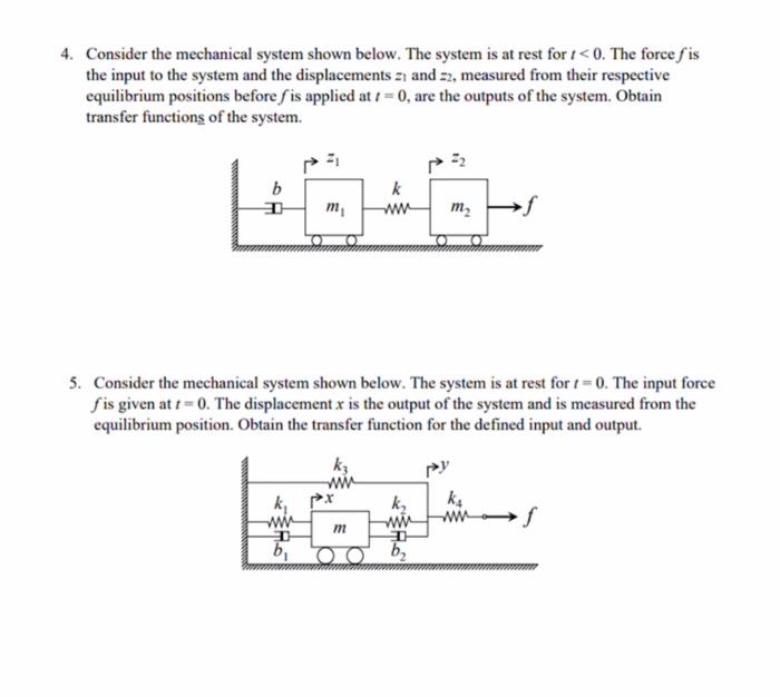 Solved Consider The Mechanical System Shown Below The Chegg Com