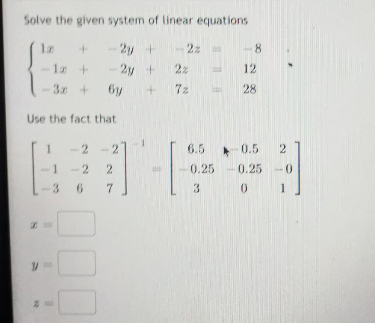 Solved Solve The Given System Of Linear Equations | Chegg.com