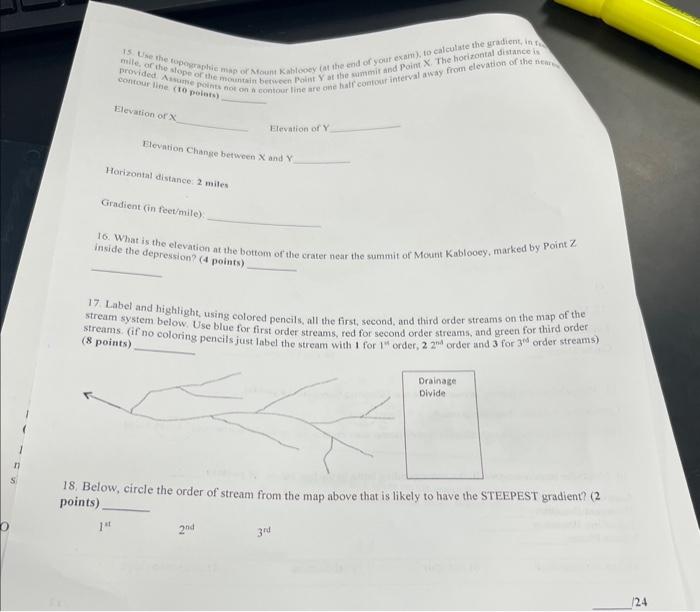 Solved 16. What is the elevation at the bottom of the crater