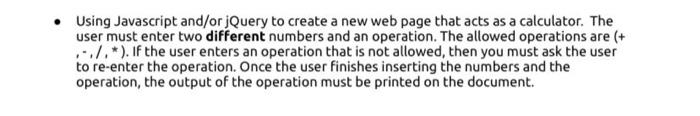 Solved • Using Javascript and/or jQuery to create a new web | Chegg.com
