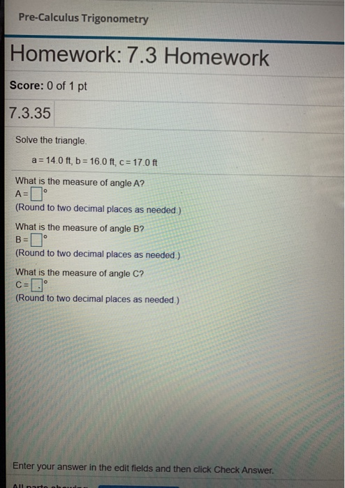 Solved Pre-Calculus Trigonometry Homework: 7.3 Homework | Chegg.com