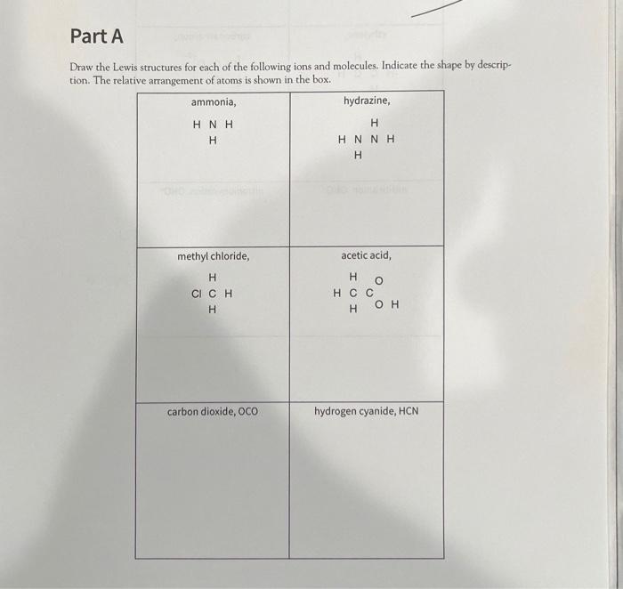 Solved Part A Draw the Lewis structures for each of the | Chegg.com