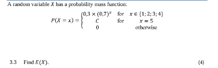 Solved A random variable x ﻿has a probability mass | Chegg.com