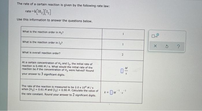 Solved The rate of a certain reaction is given by the | Chegg.com