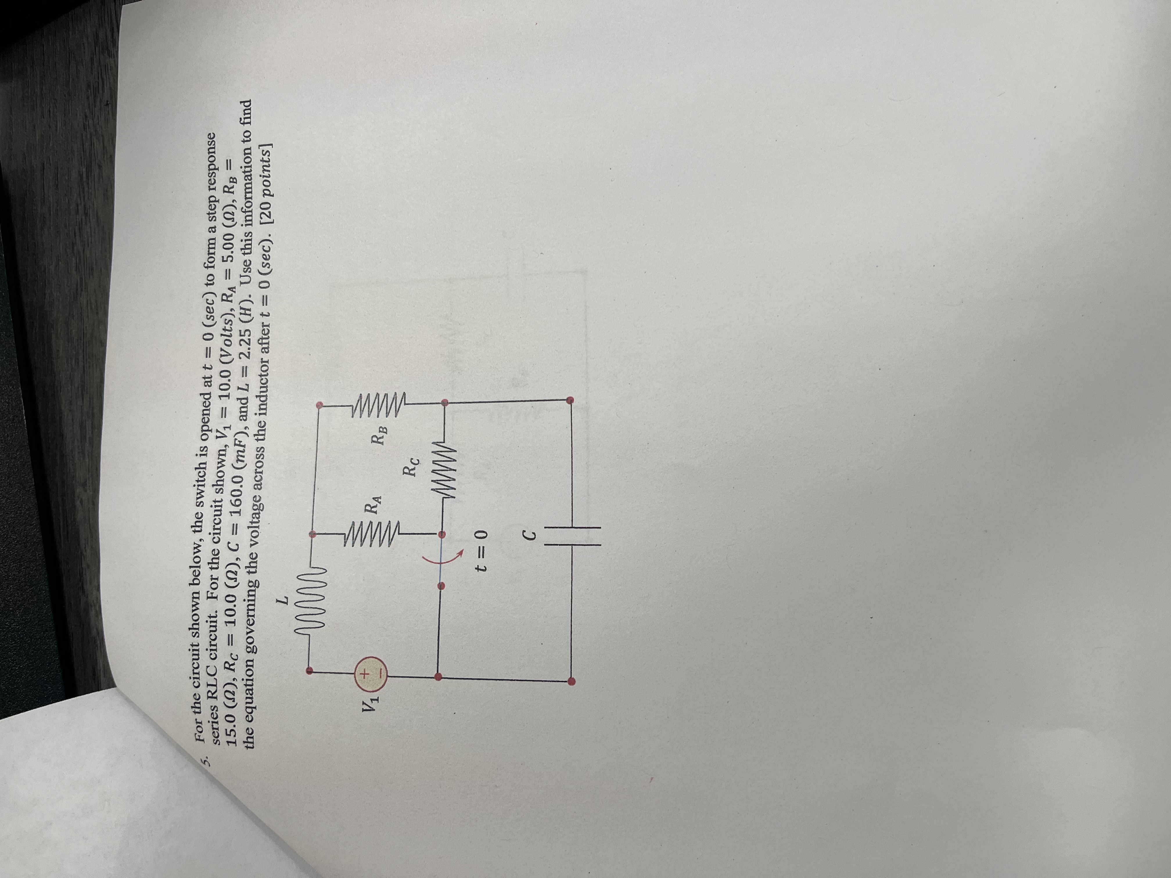For the circuit shown below, the switch is opened at | Chegg.com