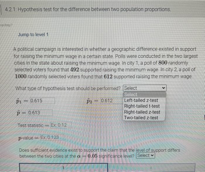 Solved 4.2. Hypothesis test for the difference between two | Chegg.com