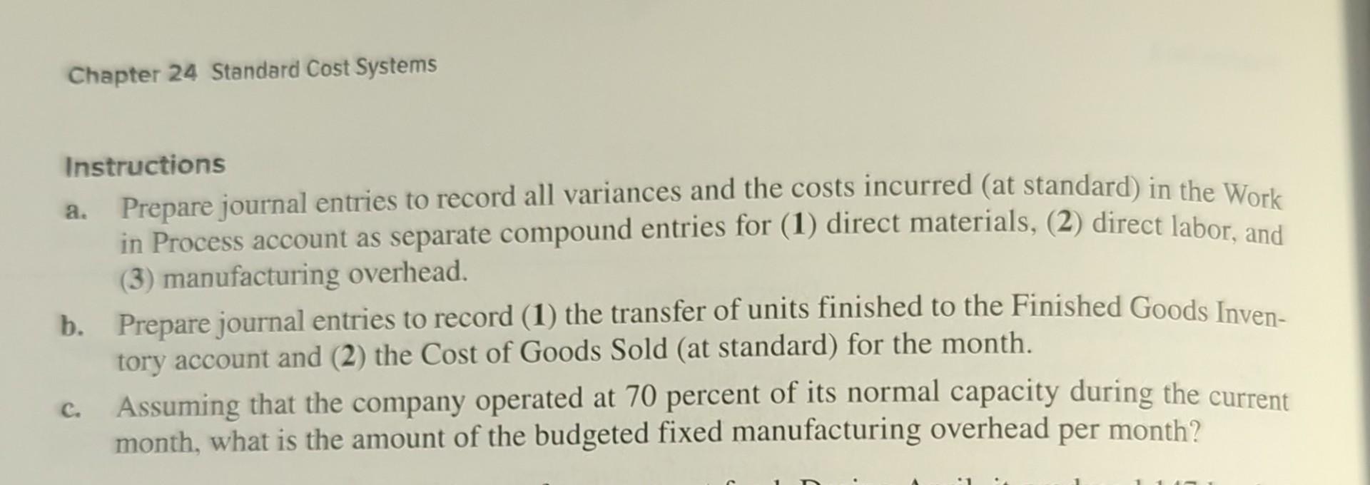 Solved BottomShelf Provisions uses standard costs in its